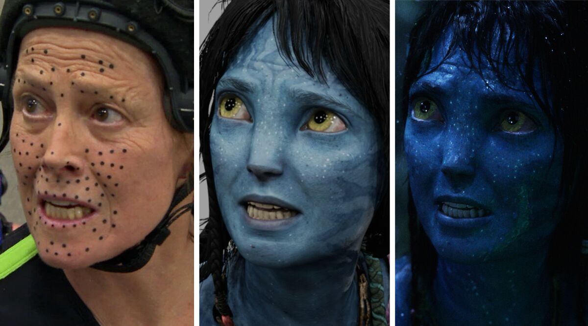 Sigourney Weaver, l'animation approximative de sa performance et le personnage entièrement rendu dans "Avatar : La Voie de l'Eau."