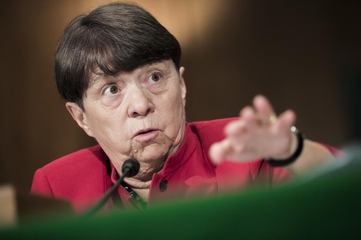 Securities and Exchange Commission Chairwoman Mary Jo White testifies at her confirmation hearing.