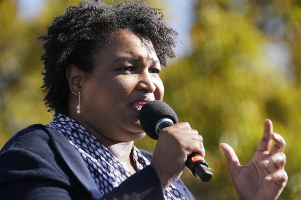 Stacey Abrams speaking at a rally in November