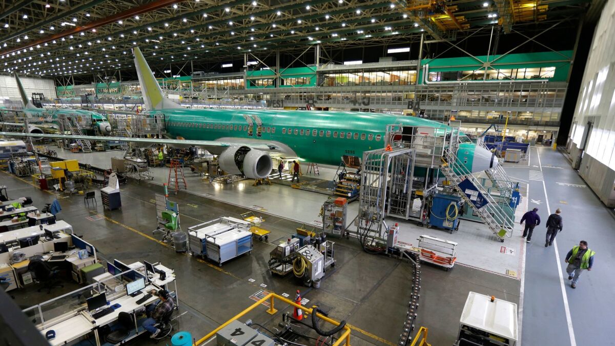 A Boeing assembly line in Renton, Wash. (Ted S. Warren / Associated Press)
