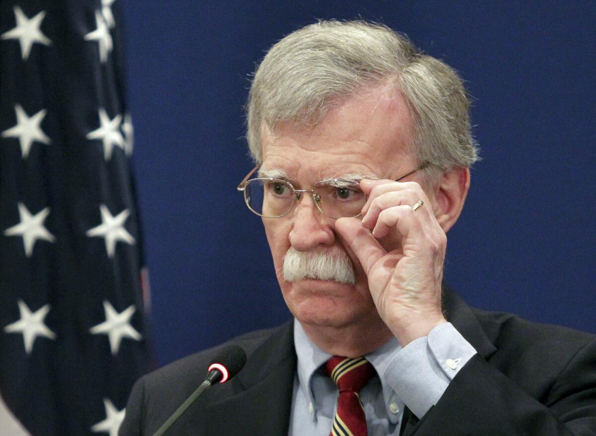 John Bolton at a news briefing in Tbilisi, Georgia, on Oct. 26.