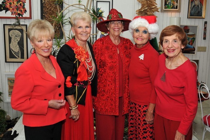 Virginia Brunson, Linda Phillips, Charlotte Perry, hostess Marilyn Barrett and Nancy Shields. (All are National Society Daughters of the Americana Revolution members, except the host, Marilyn)