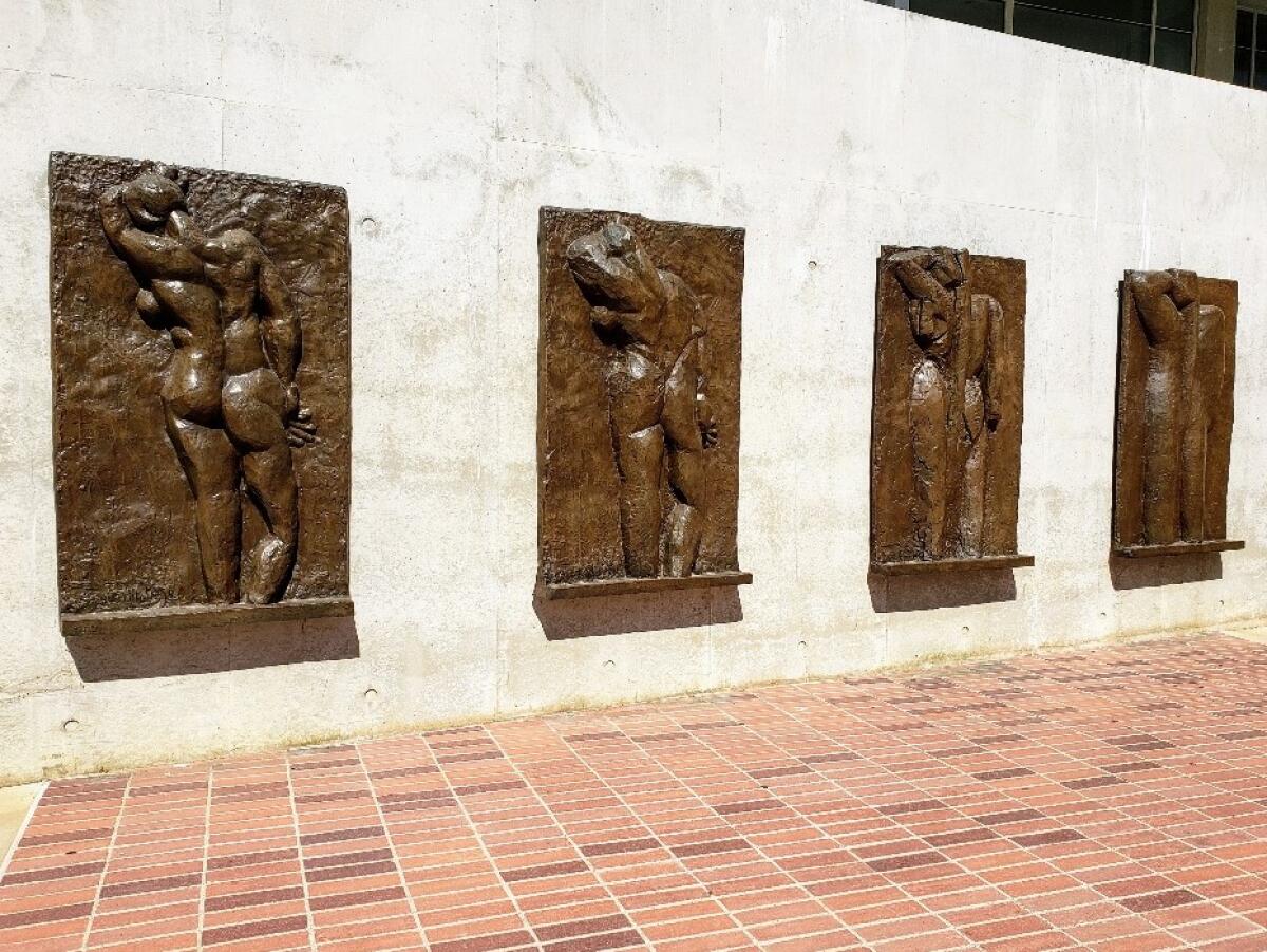 Henri Matisse, "Bas Relief I-IV (Backs)," 1909-1930, bronze at UCLA's Franklin D. Murphy Sculpture Garden