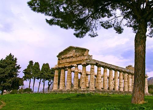 On the highest point of Paestum is the temple of Athena. The Greek colony itself was founded around 600 BC with three majestic Doric-columned temples.
