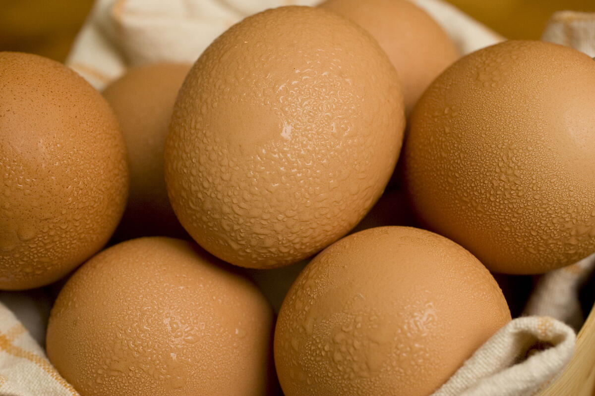 Boiled eggs sweat in a bowl.