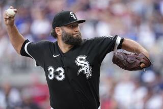 Chicago White Sox starting pitcher Lance Lynn delivers to an Atlanta Braves batter during the first inning of a baseball game Saturday, July 15, 2023, in Atlanta. (AP Photo/John Bazemore)