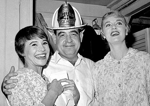Tom Bosley poses with cast members Pat Stanley, left, and Ellen Hanley after the opening performance of the Broadway musical "Fiorello!" in 1959. He won a Tony Award the next year for best featured actor for his breakthrough role as New York's legendary Mayor Fiorello LaGuardia. See full story
