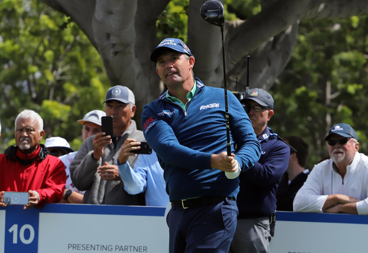 Padraig Harrington tees off during the Hoag Classic at the Newport Beach Country Club on Saturday.