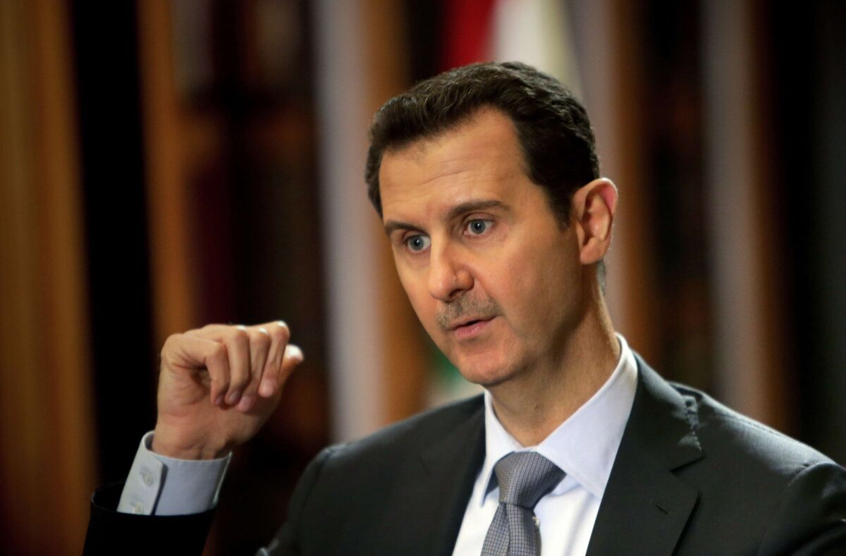 Syrian President Bashar Assad speaks during an interview in January at the presidential palace in Damascus.