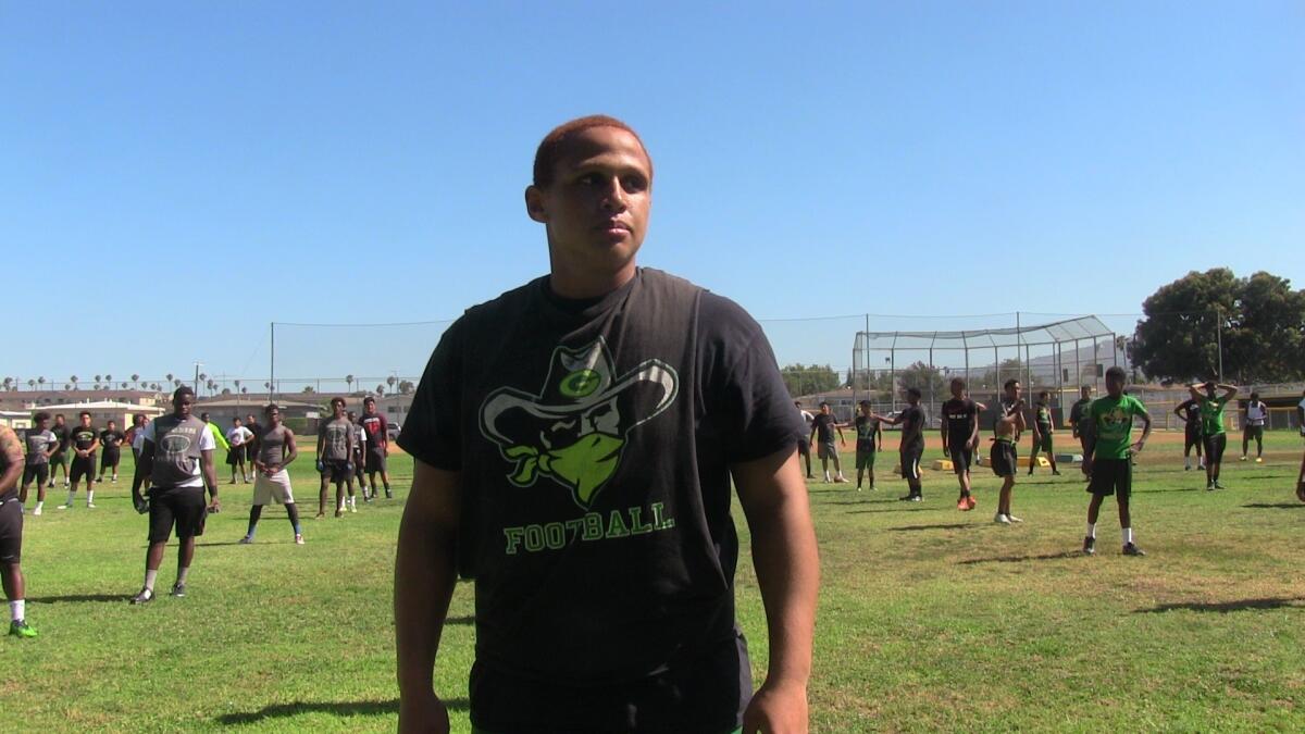 Senior defensive tackle Dominic Peterson of Narbonne had 107 tackles last season.
