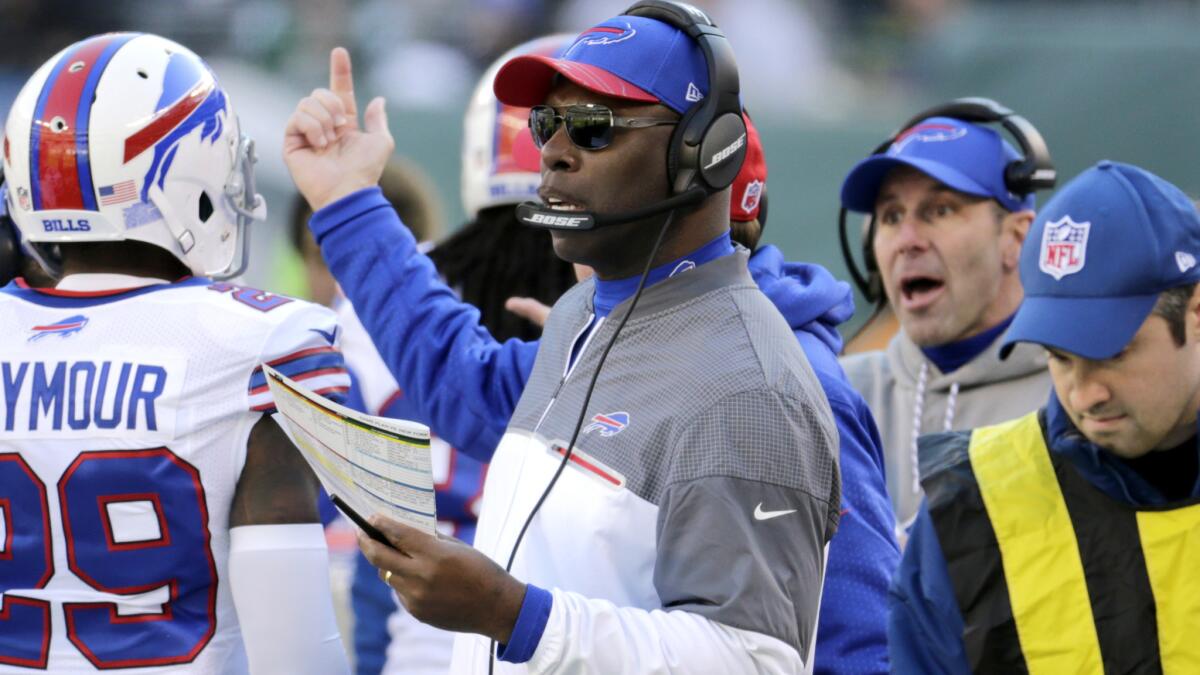 Bills interim Coach Anthony Lynn is one of the candidates for the Rams' job.