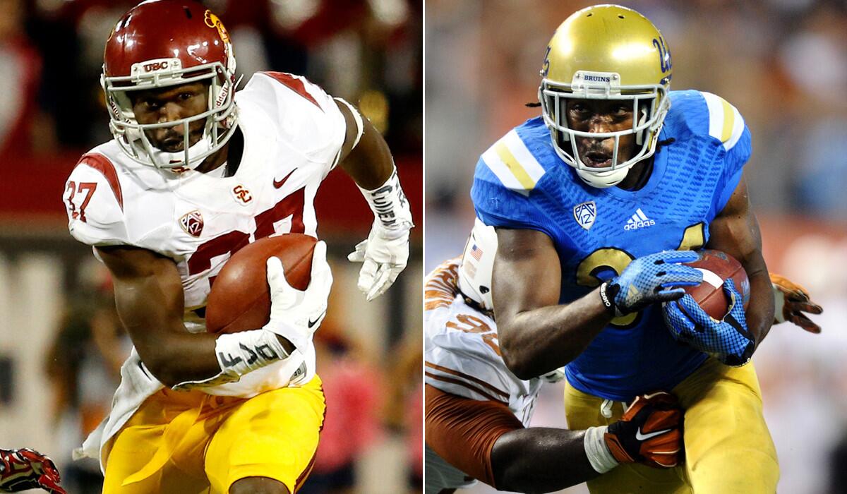 USC's Javorius Allen, left, and UCLA's Paul Perkins are the top two rushers in the Pac-12 Conference this season.