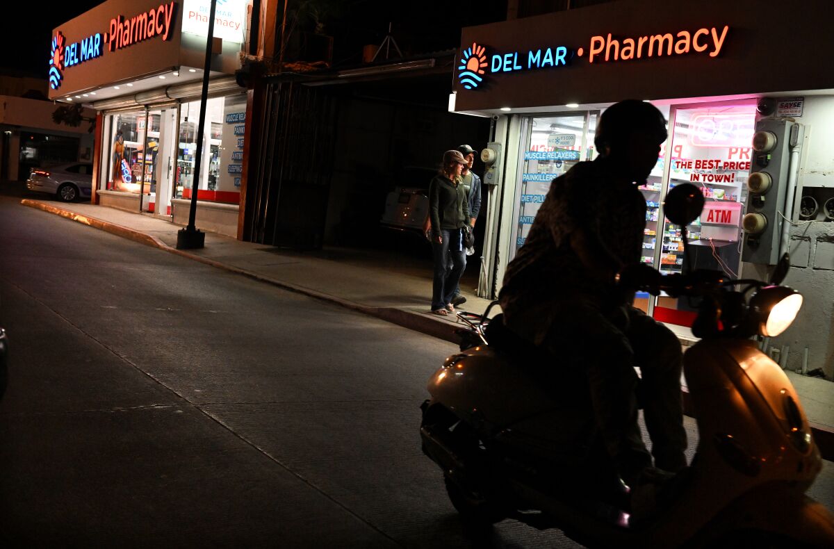 Pharmacies are a common sight in parts of Cabo San Lucas, Mexico, that cater to tourists.