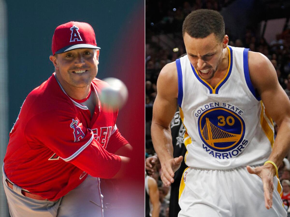 Angels reliever Joe Smith beat Warriors guard Stephen Curry in a game on PIG while the team was in the Bay Area for a series against the Athletics.