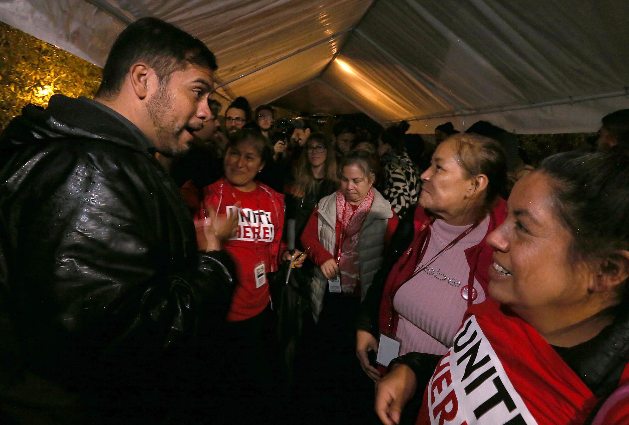 Los Angeles City Council candidate Hugo Soto-Martinez with supporters