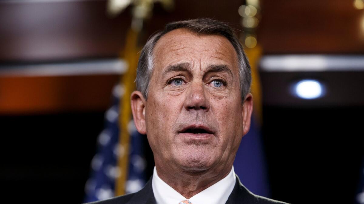 Former House Speaker John A. Boehner, an Ohio Republican, praised President Trump for his approach to foreign affairs, especially in the fight against Islamic State.