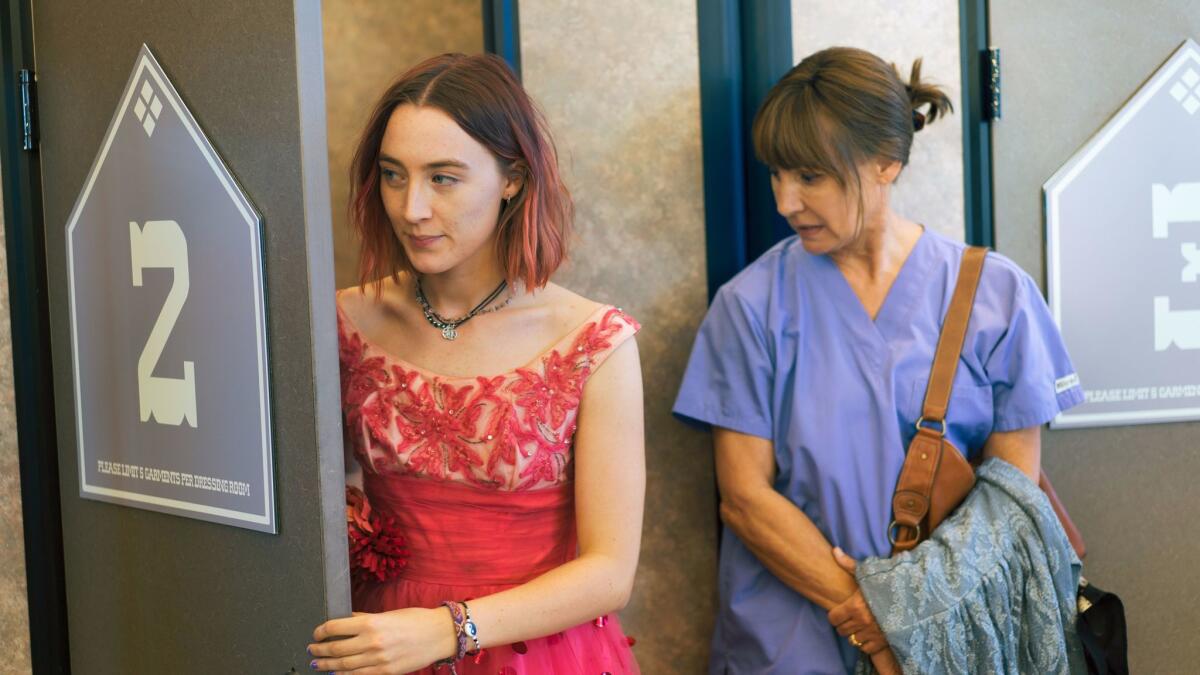 Saoirse Ronan, left, and Laurie Metcalf in a scene from "Lady Bird."