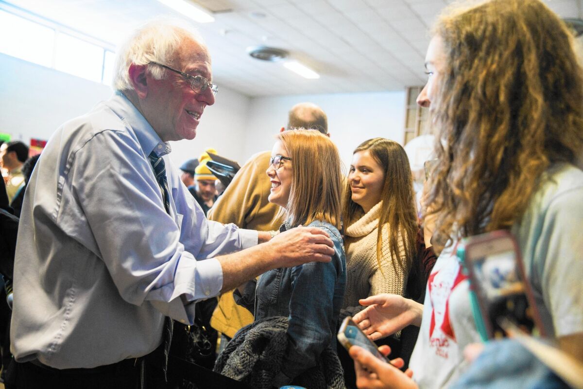 Bernie Sanders campaigns in Knoxville, Iowa, on New Year’s Eve.