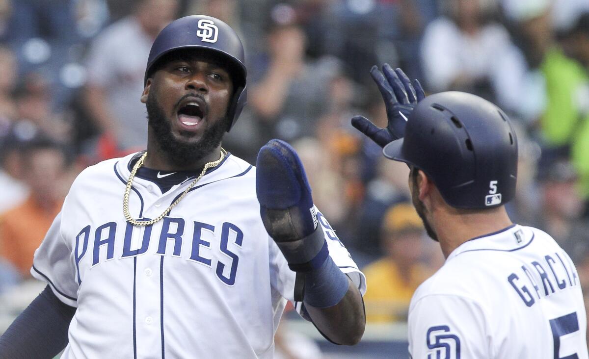 Padres trade Franmil Reyes, Logan Allen for outfield prospect