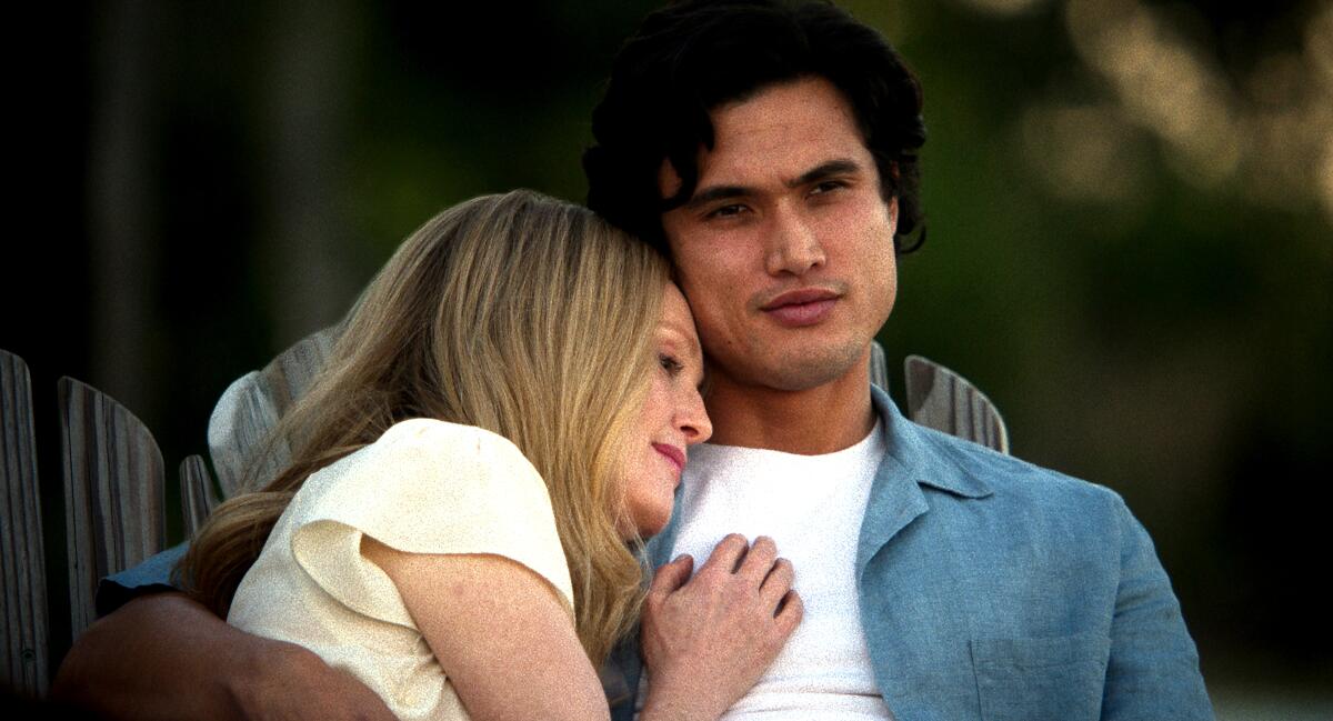 Julianne Moore and Charles Melton in "May December."