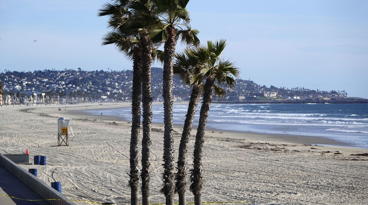 Pacific Beach, along with other San Diego beaches were closed on March 24, 2020. San Diego beaches and parks were closed down to stop people from gathering due to the coronavirus.