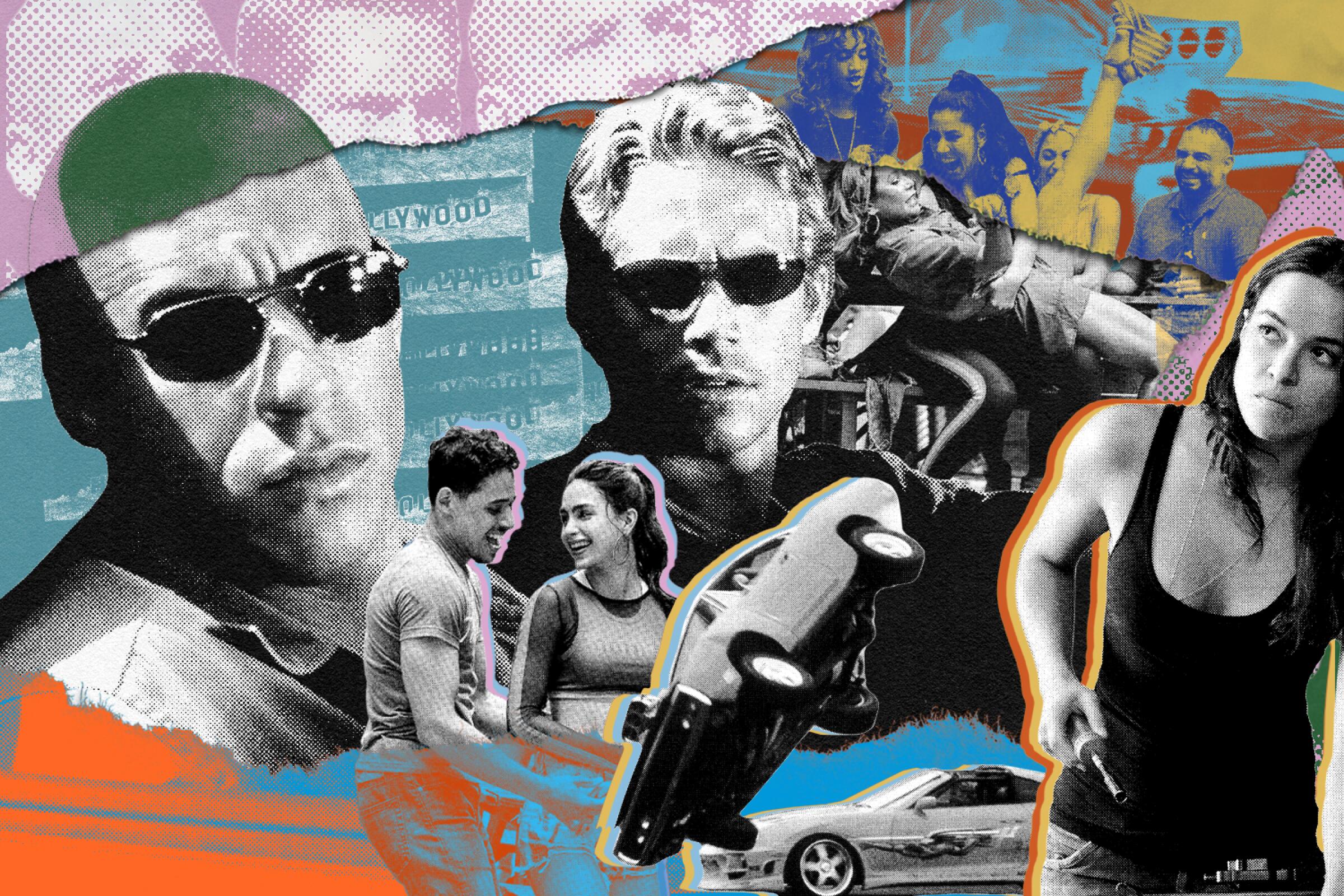 Illustration for how the “Fast & Furious” movies became the stand-in for Latino action films. 