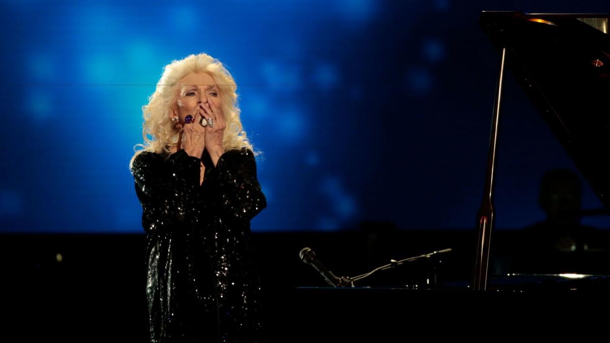 Judy Collins at the pre-telecast for the Grammy Awards, in which she paid tribute to Leonard Cohen.