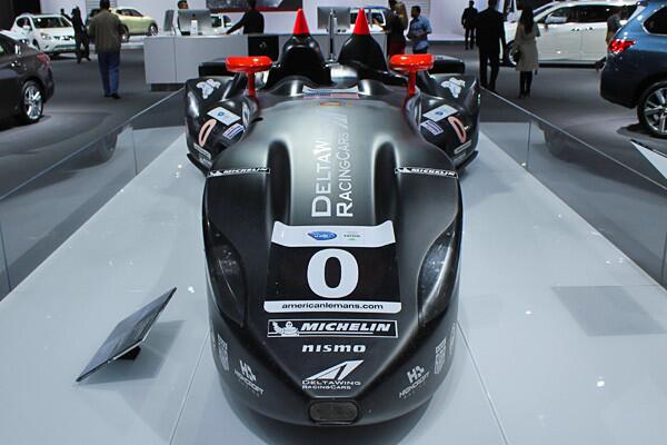 The Nissan DeltaWing on display at the 2012 L.A. Auto Show.