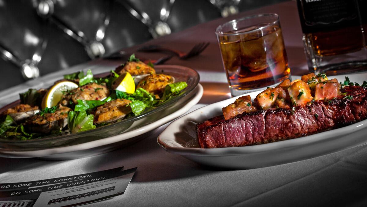 Scallops and a big steak, which Frank Sinatra always ordered medium rare, form part of the special menu at the Golden Steer, on Sahara Avenue just off Las Vegas Boulevard.