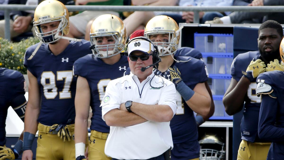 Notre Dame Coach Brian Kelly and his Fighting Irish will face their biggest test of the season Saturday when they travel to South Carolina to play Clemson.