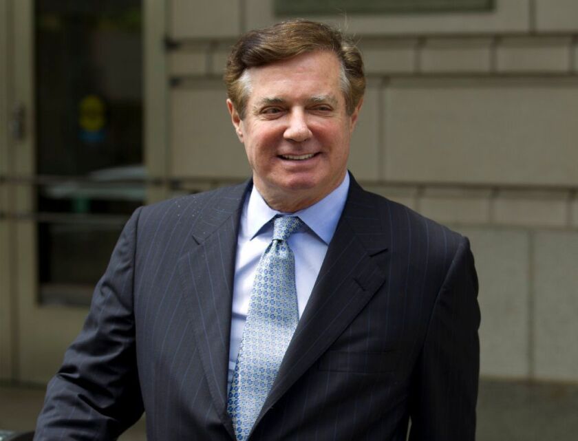 Paul Manafort, President Trump's former campaign chairman, leaves the Federal District Court after a hearing, in Washington. Manafort is scheduled to go to trial on charges relating to money laundering stemming from Ukrainian political consulting.