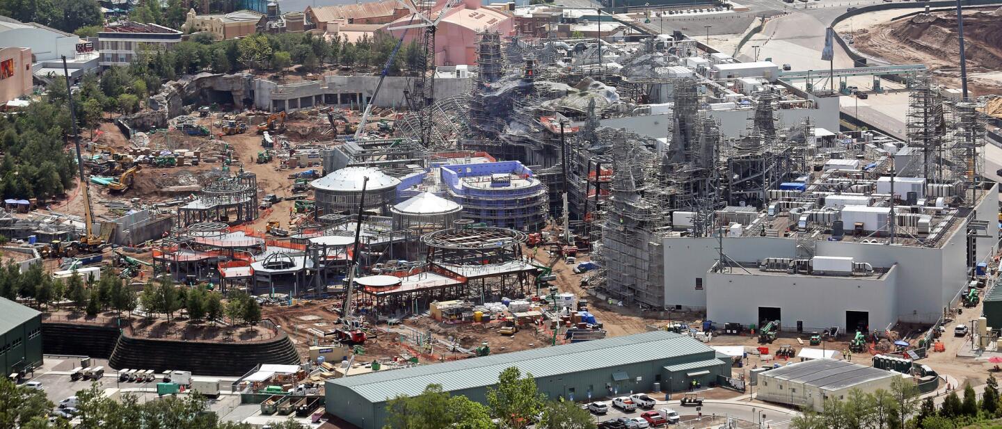 An aerial view of construction Tuesday, June 5, 2018 at Galaxy's Edge an upcoming Star Wars-themed area being developed at Disney's Hollywood Studios at Walt Disney World in Orlando, Florida. (Red Huber/Staff Photographer)