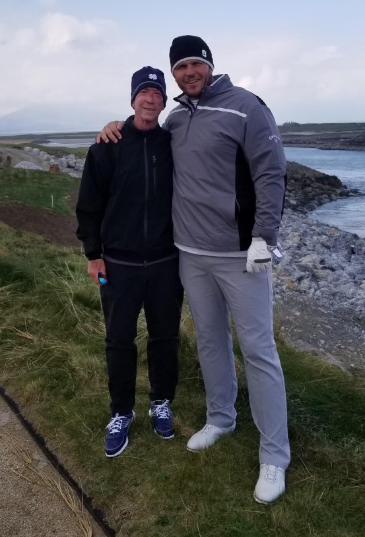 Tony Boselli Jr. and his dad on father's 70th birthday golf trip to Ireland in 2019.