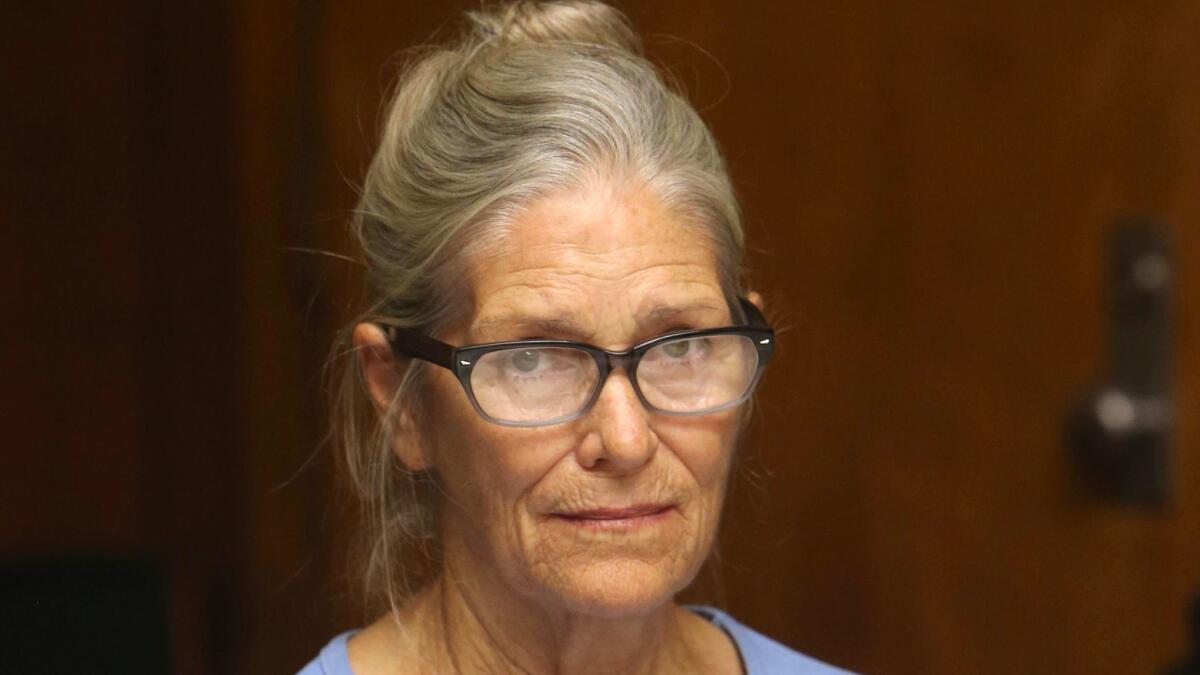 Gov. Jerry Brown has reversed a parole board's decision to free convicted killer and Manson family member Leslie Van Houten, shown here at her parole hearing in September at the California Institution for Women in Corona.