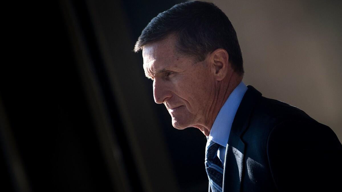 Michael Flynn, former national security adviser to President Trump, leaves Federal Court in Washington on Dec. 1, 2017.