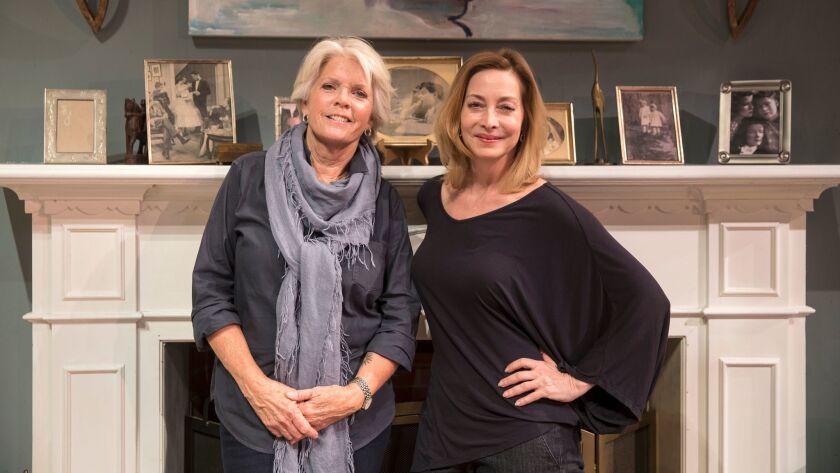 Meredith Baxter, left, and Sharon Lawrence on the set of Ensemble Theatre Company's "The City of Conversation" at the New Vic in Santa Barbara.