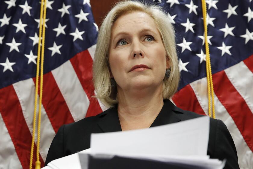 Sen. Kirsten Gillibrand, D-N.Y., attends a news conference, Tuesday, Dec. 12, 2017, on Capitol Hill in Washington. Gillibrand says President Donald Trumps latest tweet about her was a sexist smear aimed at silencing her voice. (AP Photo/Jacquelyn Martin)