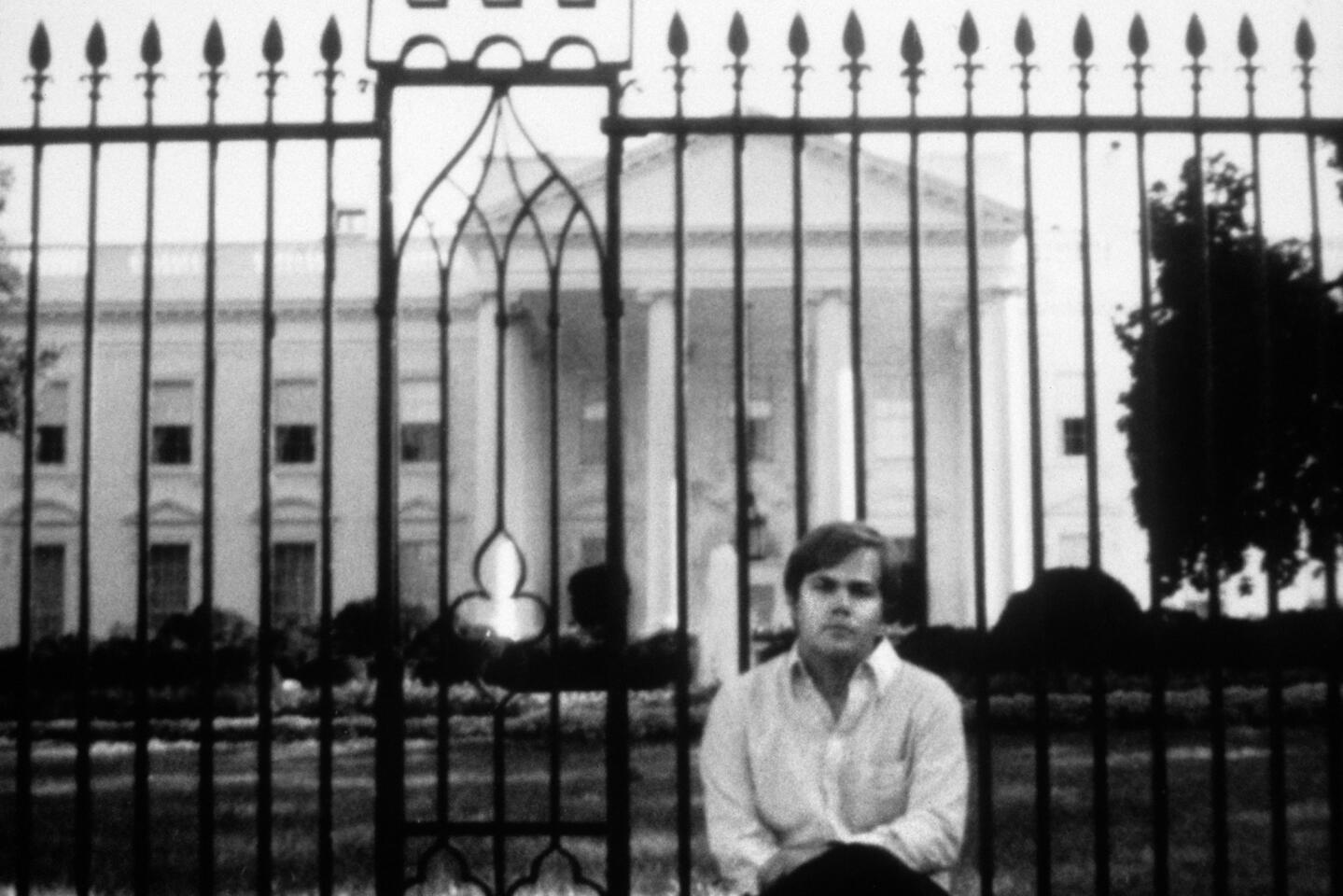 Picture taken in front of the White House of John Hinckley Jr., who attempted to assassinate President Reagan in Washington on March 30, 1981, as the culmination of an effort to impress actress Jodie Foster. He was found not guilty by reason of insanity and has remained under institutional psychiatric care since.
