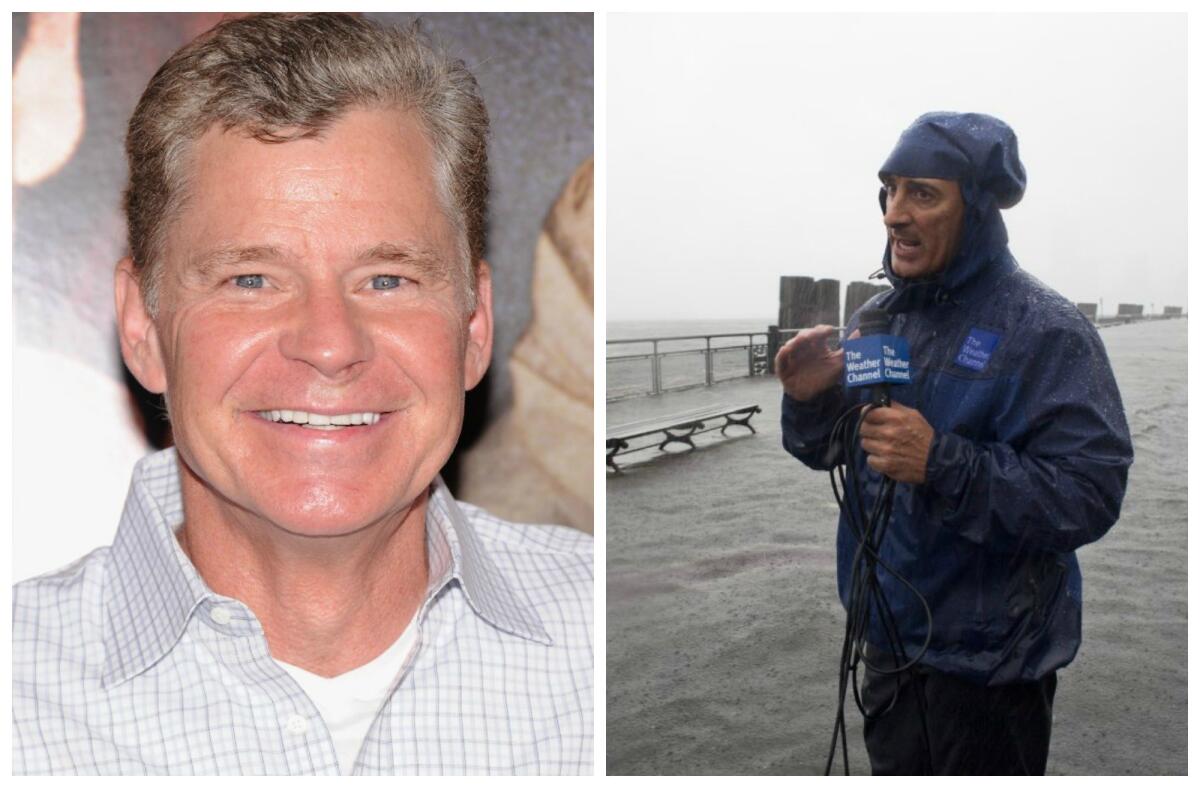 Jim Cantore, right, got bumped from Dan Patrick's show. Patrick is at left.