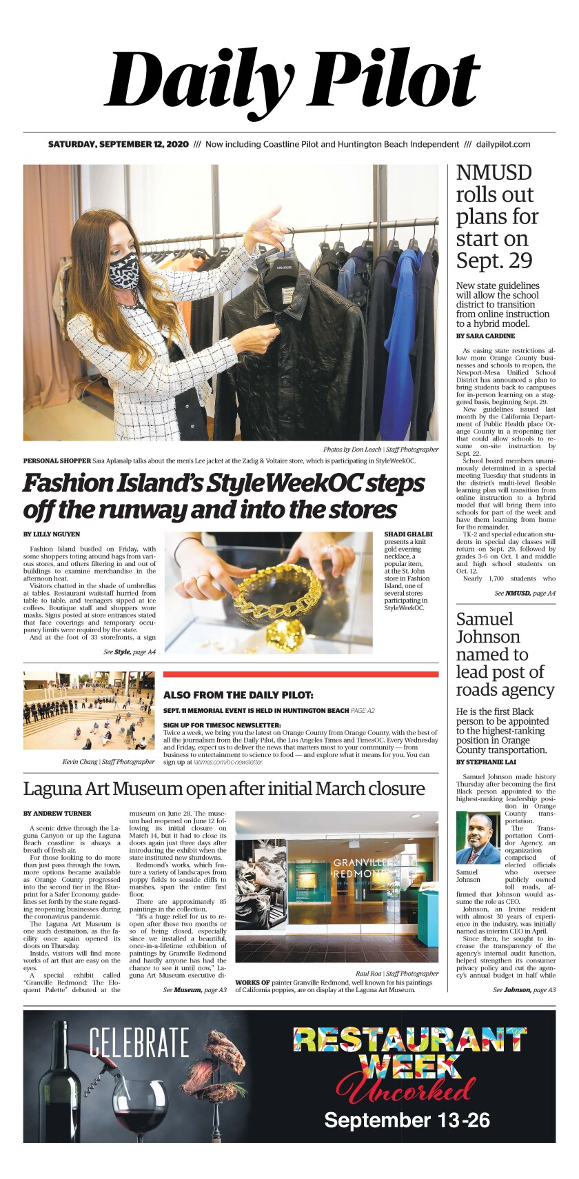 Saturday’s Daily Pilot cover.