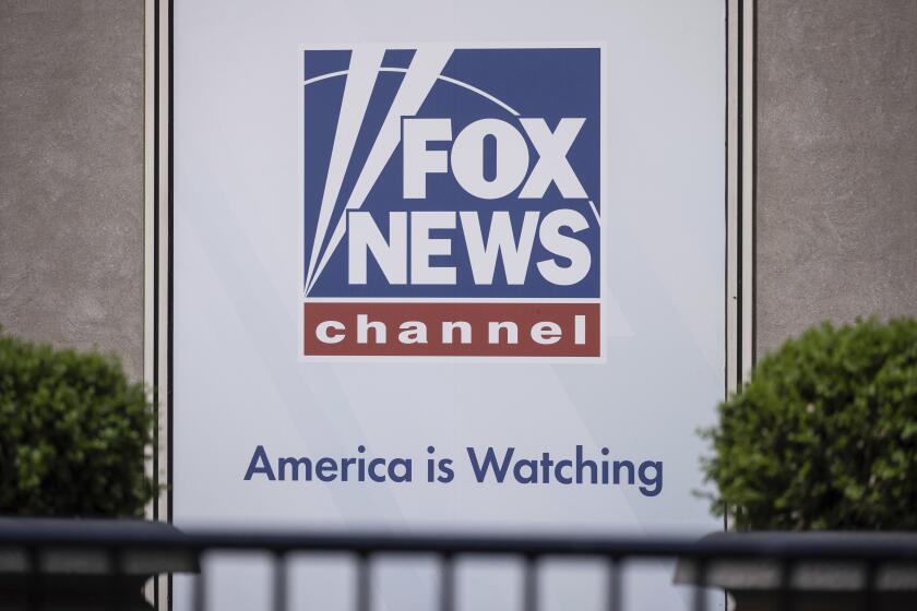 FILE - A logo of Fox News is displayed outside Fox News Headquarters in New York, Wednesday, April. 12, 2023. Dominion Voting Systems' defamation lawsuit against Fox News for airing bogus allegations of fraud in the 2020 election is set to begin trial on Tuesday, April 18, 2023, in Delaware. (AP Photo/Yuki Iwamura, File)