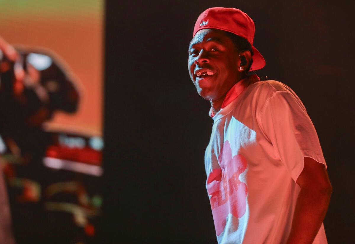 Tyler, the Creator performs onstage.