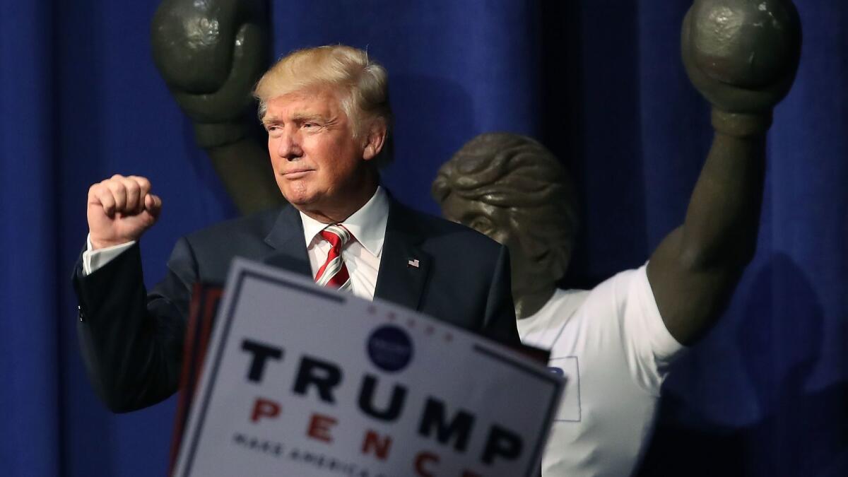 Donald Trump on the campaign trail in Aston, Pa., in 2016.