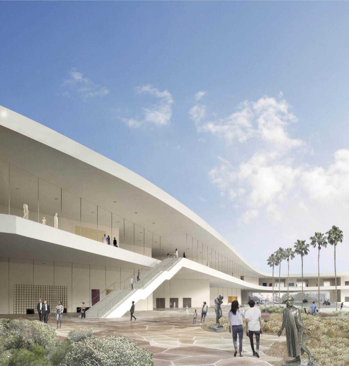 A rendering of the Peter Zumthor design for LACMA's curvy new building.
