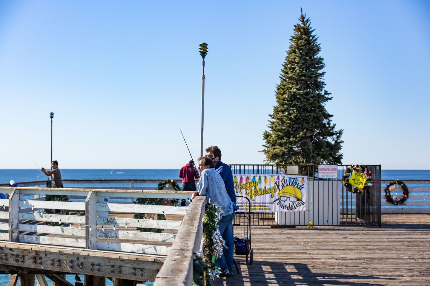 Fisherman David Storch and David Storch, Sr. spend the day at the festive Crystal Pier in Pacific Beach.