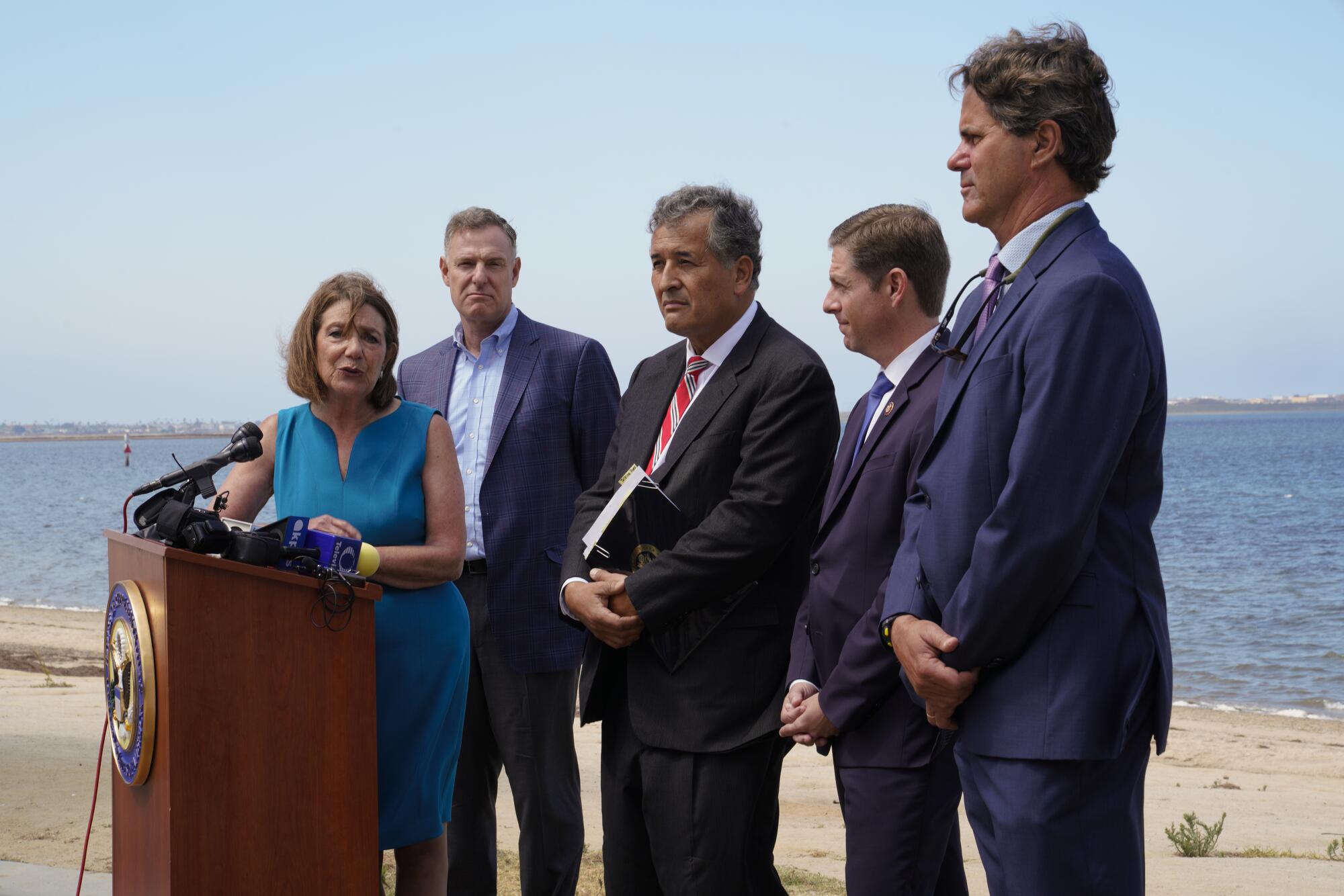 Representative, Susan Davis, Scott Peters, Juan Vargas, Mike Levin and Imperial Beach Mayor, Serge Dedina in 2019.