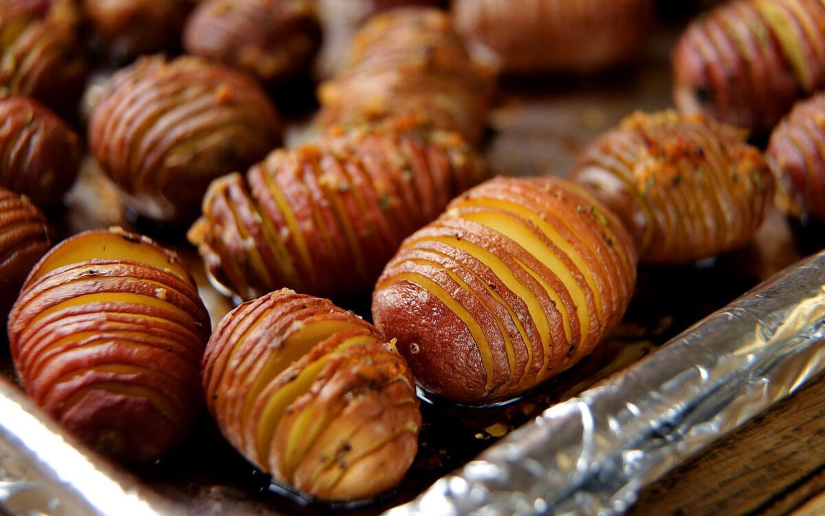 Hasselback potatoes with garlic and rosemary