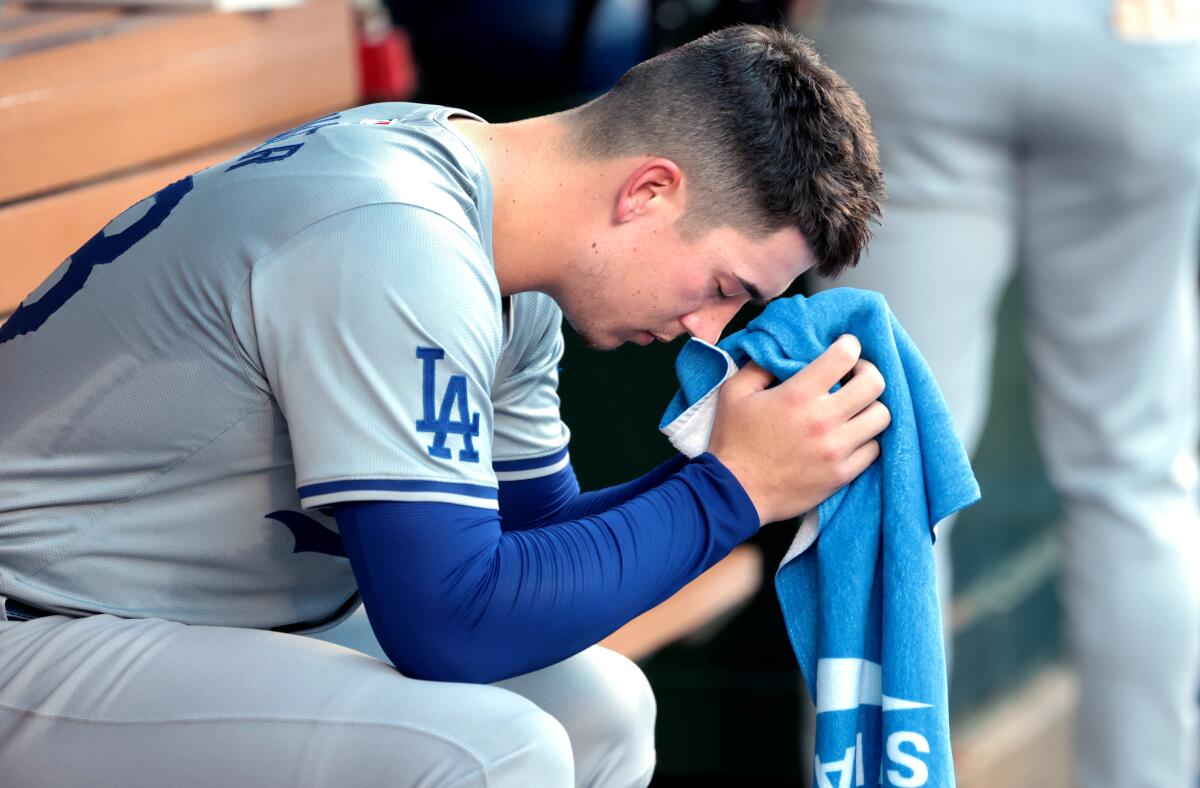 Bobby Miller had a tough night Wednesday against the Angels.