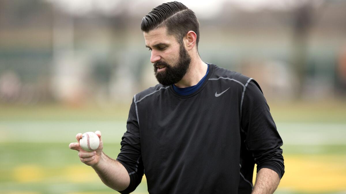 Matt Shoemaker works out at Wayne State University in Detroit, Mich., on Jan. 17, not long after he was cleared to resume baseball activities.