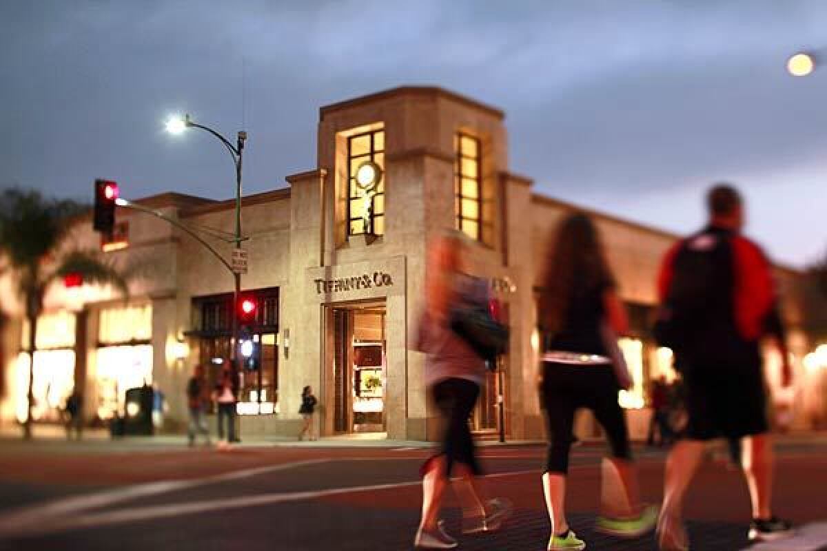 Tiffany & Co. sits along Colorado Boulevard in Old Pasadena.